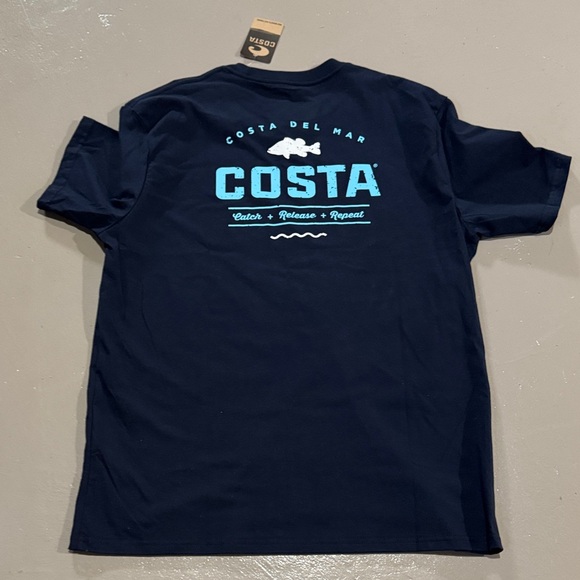 Costa Men's Deep Blue Short Sleeve Tee - Picture 3 of 3